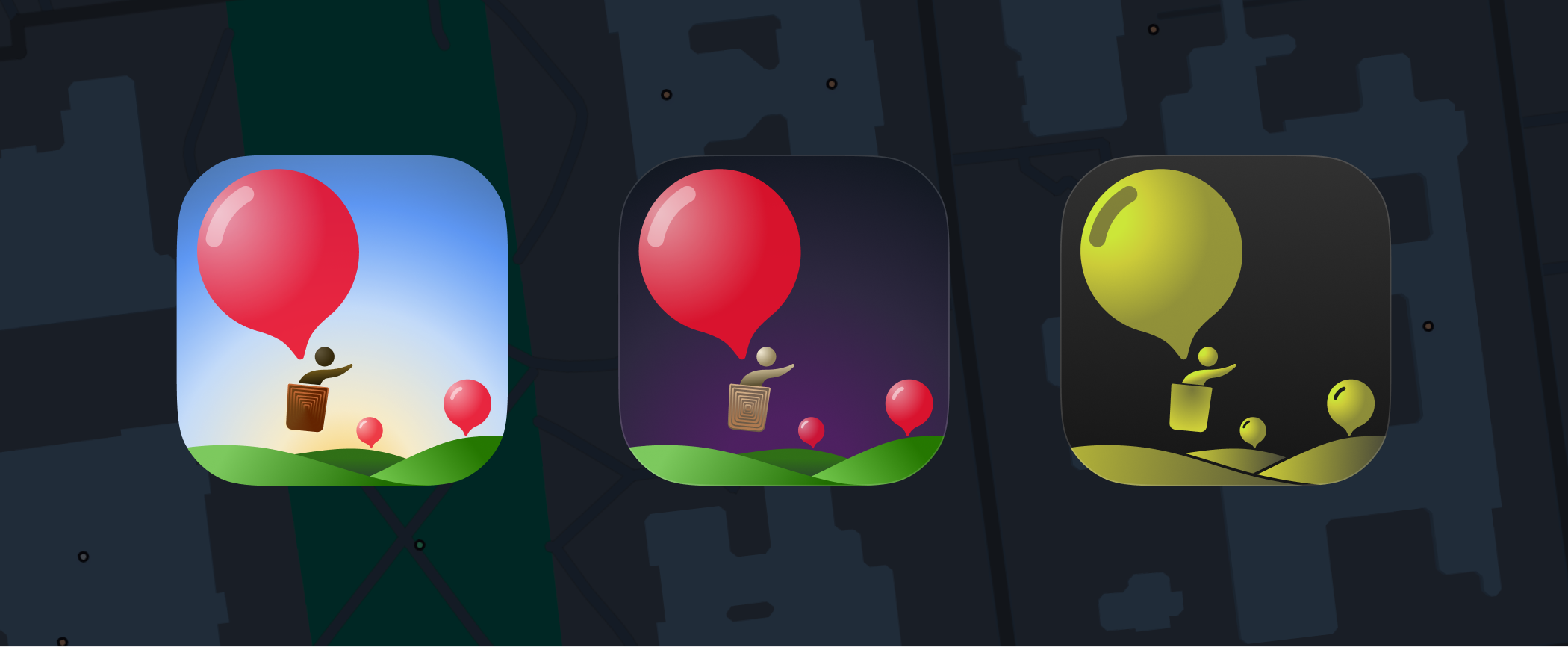 MapKeep app icons in light, dark, and tinted modes.