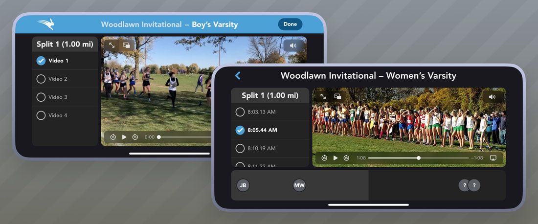 A simplified app UI where users can adjust athlete times using a video as a reference.